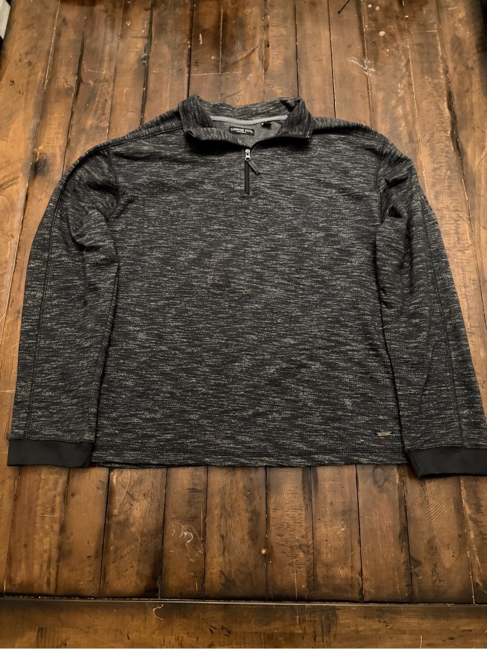 London Fog Men’s Heather Charcoal Quarter-Zip Sweater